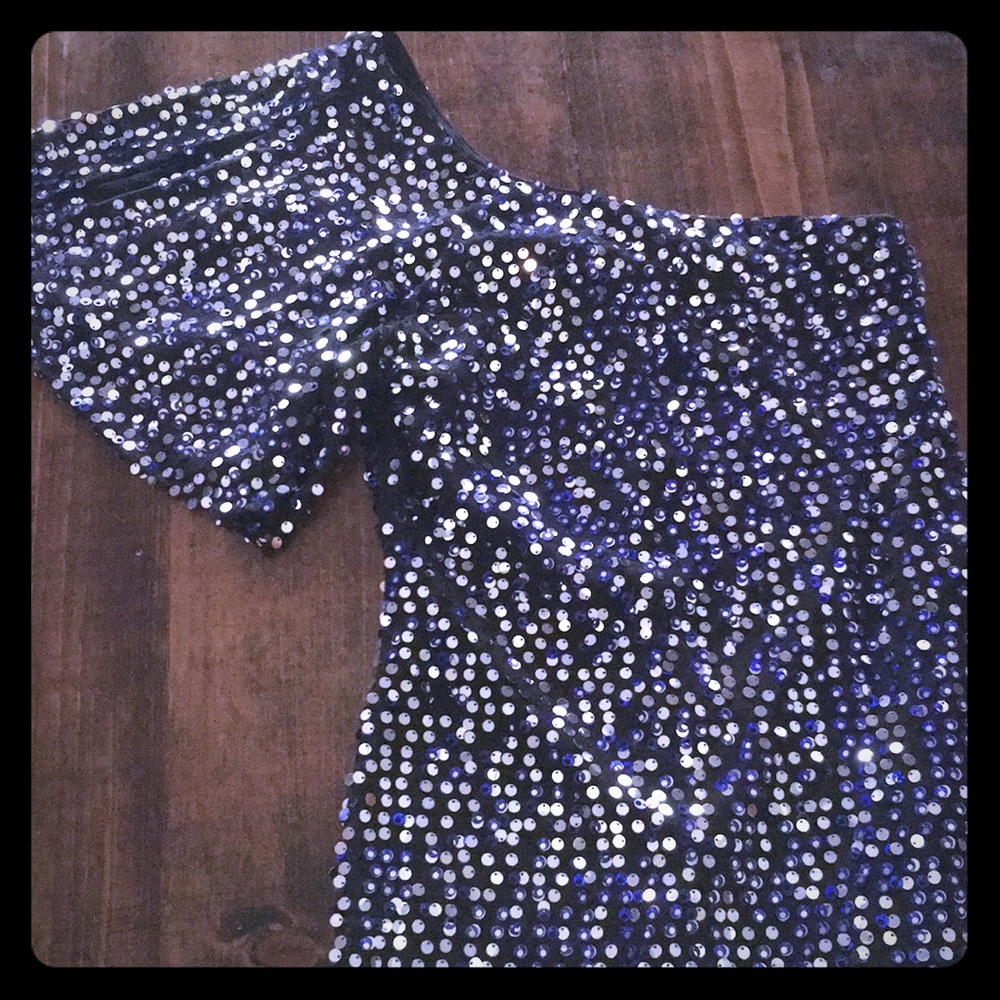 Sequined One Shoulder Mini